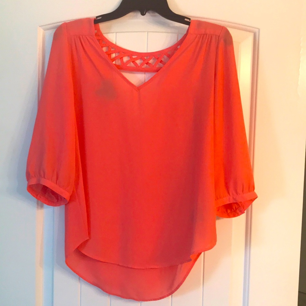 Coral 3/4 sleeve dress shirt